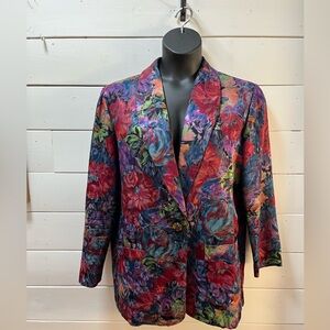 VINTAGE 90s colorful floral blazer – size L/XL (estimated)